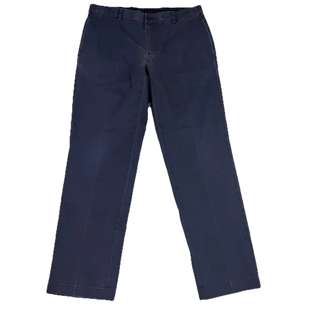 Brooks Brothers Advantage Chino‎ Clark 35x32 Navy Blue Distressed Frayed